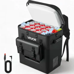 VEVOR 12 Volt Refrigerator, 13.7 QT/ 13L Car Fridge, Portable Electric Freezer Compressor, 12V/24V DC, 21℉ to 50℉/ -6℃ to 10℃, for Truck Van RV SUV Boat Travel Camping Road Trips