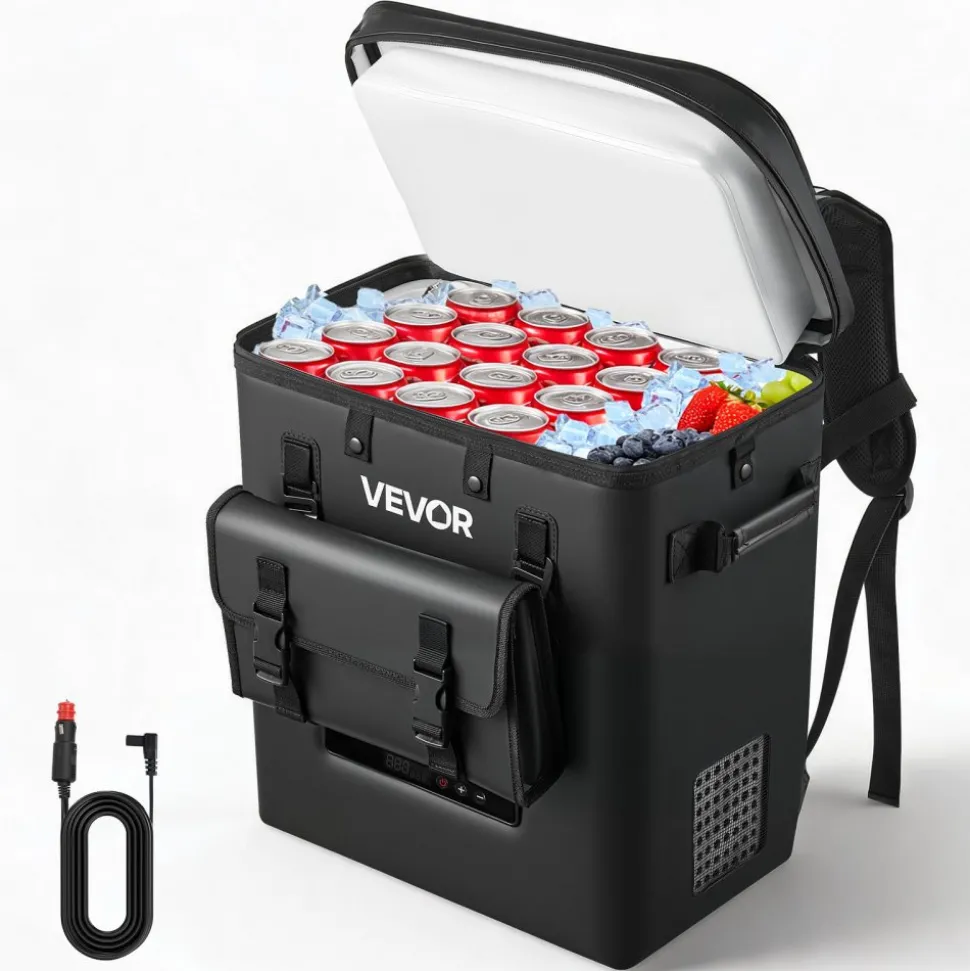 VEVOR 12 Volt Refrigerator, 13.7 QT/ 13L Car Fridge, Portable Electric Freezer Compressor, 12V/24V DC, 21℉ to 50℉/ -6℃ to 10℃, for Truck Van RV SUV Boat Travel Camping Road Trips