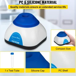 VEVOR Vortex Mixer, 3000RPM Mini Vortex Mixer Shaker, Touch Function Scientific Lab Vortex Shaker, Mix Up to 50ML, 6mm Orbital Diameter for Test Tube, Tattoo Ink, Nail Polish, Eyelash Adhesives, Paint