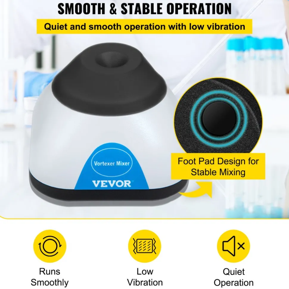 VEVOR Vortex Mixer, 3000RPM Mini Vortex Mixer Shaker, Touch Function Scientific Lab Vortex Shaker, Mix Up to 50ML, 6mm Orbital Diameter for Test Tube, Tattoo Ink, Nail Polish, Eyelash Adhesives, Paint