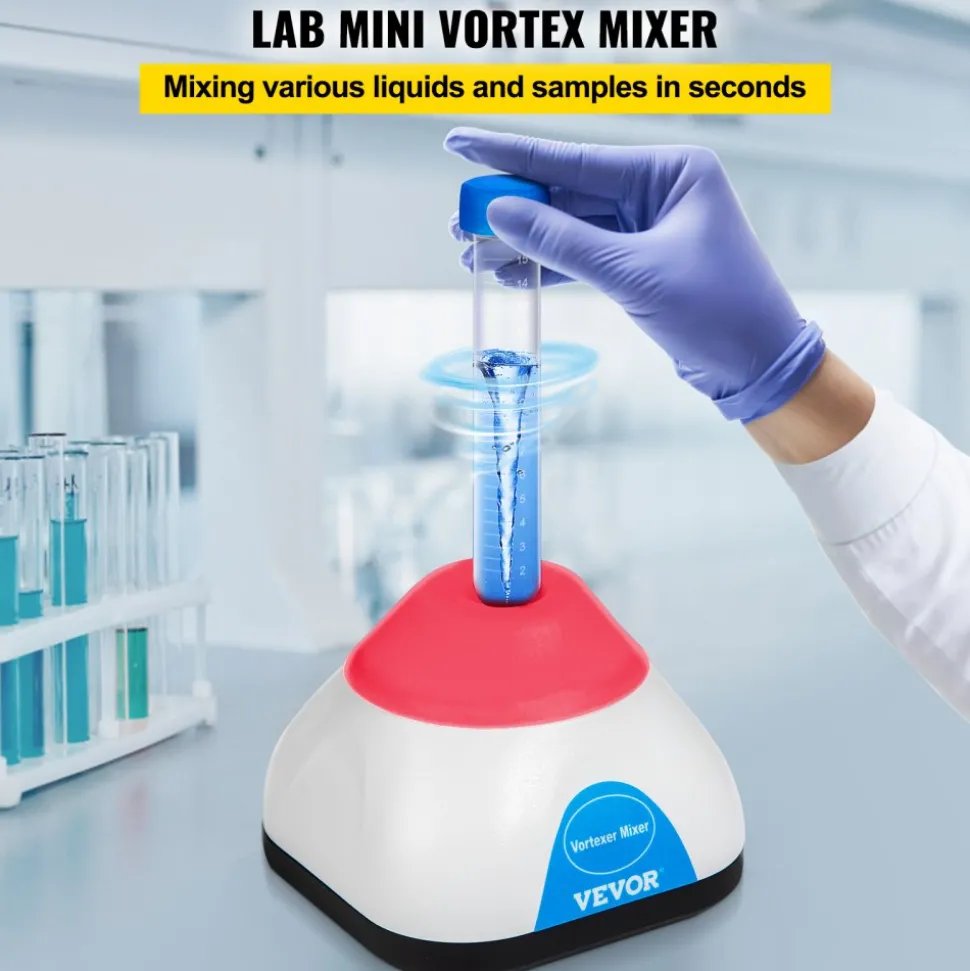 VEVOR Vortex Mixer, 3000rpm Mini Vortex Mixer Shaker, Touch Function Scientific Lab Vortex Shaker, Mix Up to 50ml, 6mm Orbital Diameter for Test Tube, Tattoo Ink, Nail Polish, Eyelash Adhesives, Paint