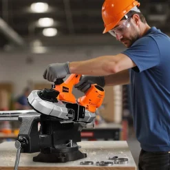 VEVOR 20V Portable Band Saw, 2.56-Inch Deep Cut, 360W Bandsaw with Brushless Motor, Cordless and Compact Portaband, Hang Hooks, 0-192 m/min Variable Speed, for Cutting Metal, Wood (Bare Tool Only)