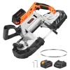 VEVOR 20V Portable Band Saw Kit, 5 Inches Deep Cut, AC 110V, 360W Bandsaw with Brushless Motor, 4.0 Ah Battery, Cordless and Compact Portaband, 0-120 m/min Variable Speed, for Cutting Metal, Wood