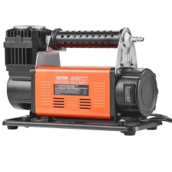 VEVOR 12V Portable Tire Inflator, 7.06CFM Heavy Duty Air Compressor, 150PSI Offroad Air Pump with Adapters for Car SUV RV Truck - Include 6.5FT Power Cord, 26FT Air Hose with Pressure Gauge, Carry Bag