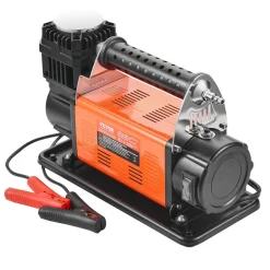VEVOR 12V Portable Tire Inflator, 7.06CFM Heavy Duty Air Compressor, 150PSI Offroad Air Pump with Adapters for Car SUV RV Truck - Include 6.5FT Power Cord, 26FT Air Hose with Pressure Gauge, Carry Bag