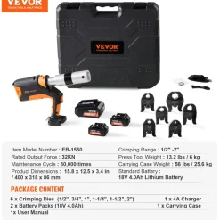 VEVOR 18V Press Tool, 32KN Electric Pipe Crimping Tool for 1/2