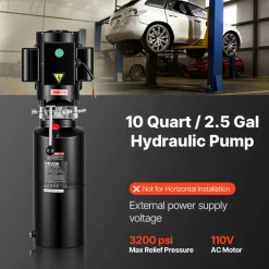 VEVOR 110V 10 Quart Hydraulic Power Unit, 2.2KW Automotive Hydraulic Pump for Dump Trailers, Auto Shop Car Lift Power Unit for Two and Four-Post Auto Hoists (Vertical Installation)