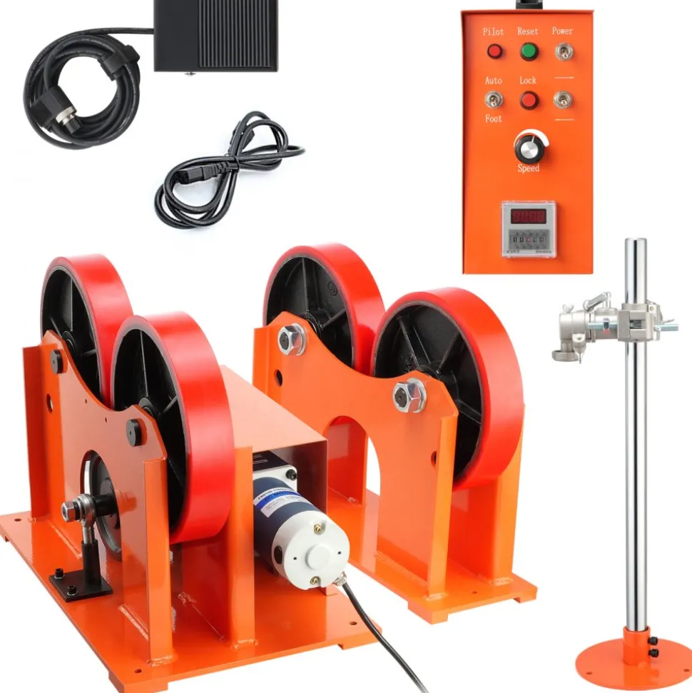 VEVOR 110V Turning Rolls Linkage Roller, 1000KG/2205LBS Loading Welding Turning Roll, 25-1400mm Diameter, 80-1600 mm/min Rotary Welding Positioner & Welding Torch Stand for Welding Equipment Support