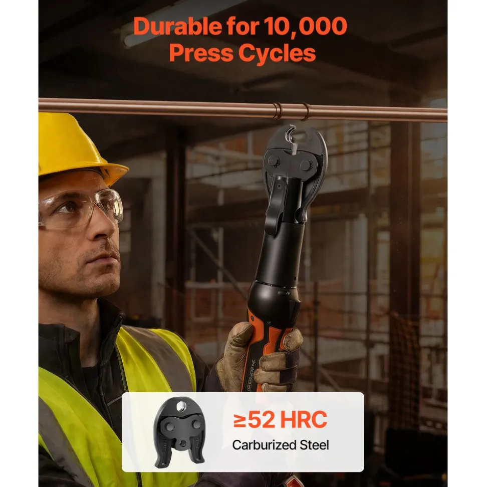 VEVOR VUS Press Jaws for 24KN Compact Series Press Tools, 3PCS Pressing Jaws 1/2", 3/4" & 1" - Compatible with ProPress Copper Pipes Connections, Includes Carrying Case