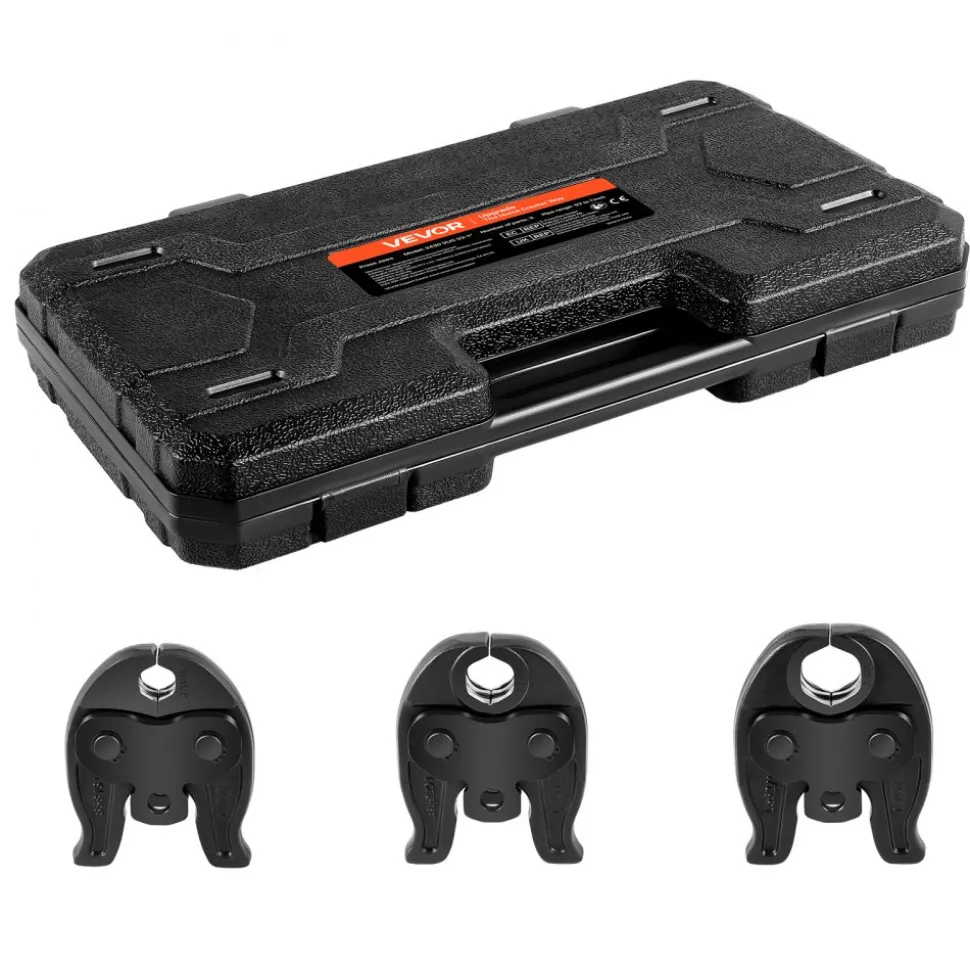 VEVOR VUS Press Jaws for 24KN Compact Series Press Tools, 3PCS Pressing Jaws 1/2", 3/4" & 1" - Compatible with ProPress Copper Pipes Connections, Includes Carrying Case