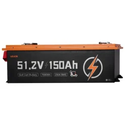 VEVOR 48V (51.2V) 150AH Lithium Golf Cart Battery, with 20A Charger, Lifepo4 Battery Kit, Built-in 250A BMS, with Bluetooth & Touch Monitor, 2C Discharge, 4000 Cycles, for Golf Carts, Trolling Motors