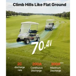 VEVOR 72V (70.4V) 105AH Lithium Golf Cart Battery, with 15A Charger, Lifepo4 Battery Kit, Built-in 200A BMS, with Bluetooth & Touch Monitor, 2C Discharge, 4000 Cycles, for Golf Carts, Trolling Motors