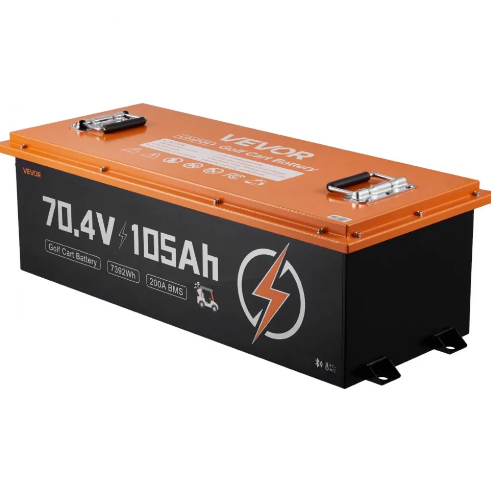 VEVOR 72V (70.4V) 105AH Lithium Golf Cart Battery, with 15A Charger, Lifepo4 Battery Kit, Built-in 200A BMS, with Bluetooth & Touch Monitor, 2C Discharge, 4000 Cycles, for Golf Carts, Trolling Motors