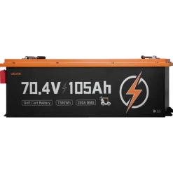 VEVOR 72V (70.4V) 105AH Lithium Golf Cart Battery, with 15A Charger, Lifepo4 Battery Kit, Built-in 200A BMS, with Bluetooth & Touch Monitor, 2C Discharge, 4000 Cycles, for Golf Carts, Trolling Motors