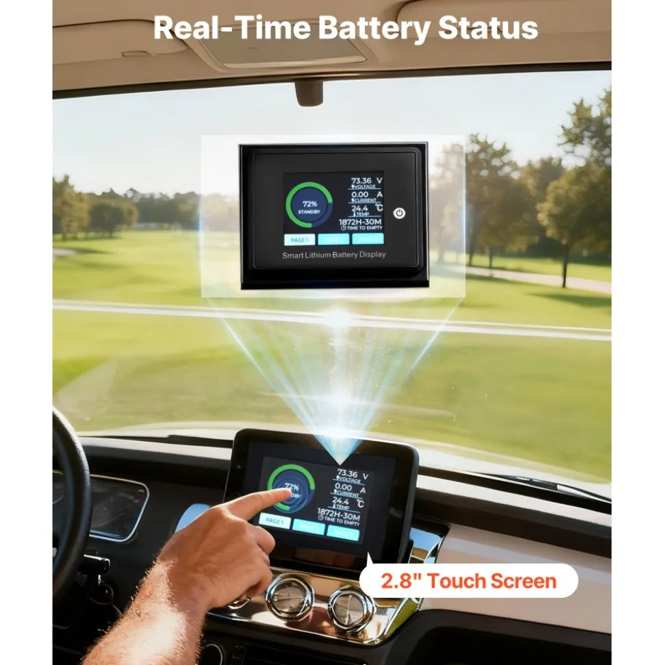 VEVOR 72V (70.4V) 105AH Lithium Golf Cart Battery, with 15A Charger, Lifepo4 Battery Kit, Built-in 200A BMS, with Bluetooth & Touch Monitor, 2C Discharge, 4000 Cycles, for Golf Carts, Trolling Motors