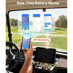 VEVOR 48V (51.2V) 52AH Lithium Golf Cart Battery, with 15A Charger, Lifepo4 Battery Kit, Built-in 100A BMS, with Bluetooth Mobile APP & Display Monitor, 4000 Cycles, for Golf Carts, Trolling Motors