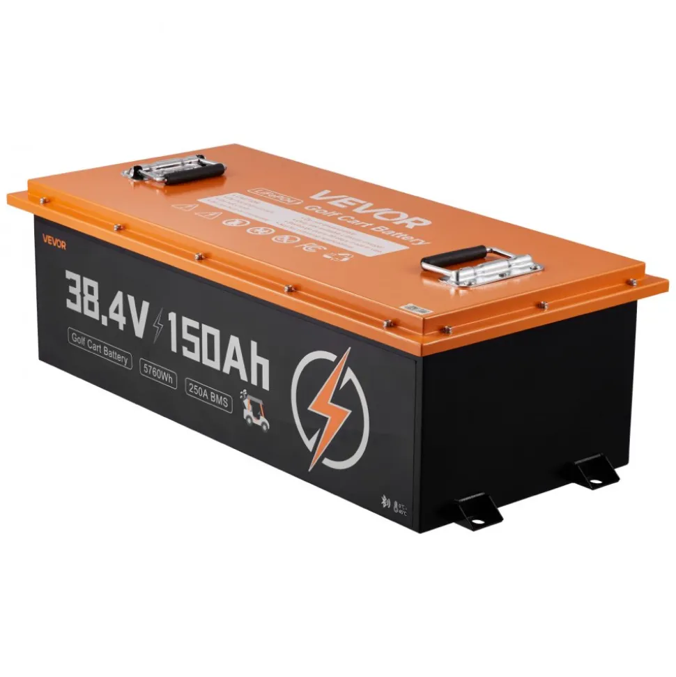 VEVOR 36V (38.4V) 150AH Lithium Golf Cart Battery, with 25A Charger, Lifepo4 Battery Kit, Built-in 250A BMS, with Bluetooth Mobile APP & Touch Monitor, 4000 Cycles, for Golf Carts, Trolling Motors