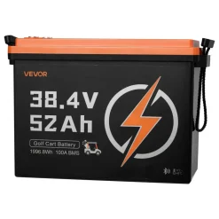 VEVOR 36V (38.4V) 52AH Lithium Golf Cart Battery, with 18A Charger, Lifepo4 Battery Kit, Built-in 100A BMS, 4000 Cycles, 2C Discharge Rate, Bluetooth & Mobile APP, for Golf Carts, Trolling Motors