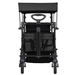 VEVOR Wagon Stroller for 2 Kids, Push Pull Quad Collapsible Stroller with Adjustable Handle, Encircling Harness Removable Canopy, 4 Wheels with Brakes, Mutifunction Tandem Stroller for Camping Black