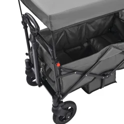 VEVOR Wagon Stroller for 2 Kids, Push Pull Quad Collapsible Stroller with Adjustable Handle, Encircling Harness Removable Canopy, 4 Wheels w/ Brakes, Mutifunction Tandem Stroller for Camping Dark Grey