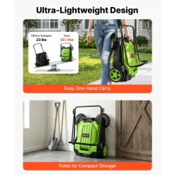 VEVOR Walk-behind Hand Push Floor Sweeper, 25.6" Sweeping Width Floor Sweeper Manual Non-Electric, 5-Gallon Waste Container, Angle & Height Adjustable Folding Handle for Walkway, Yard, Garage, Patio