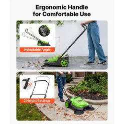 VEVOR Walk-Behind Hand Push Floor Sweeper, Manual Floor Sweeper Non-Electric with 25.6