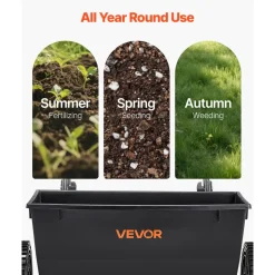 VEVOR Walk-Behind Push Spreader, 50LBS Capacity, Drop Spreader with Hopper Grate, 18 in Spreading Width & 30 Settings, 10 in All Terrain Tires, Garden & Lawn Spreaders for Seed, Fertilizer, Salt