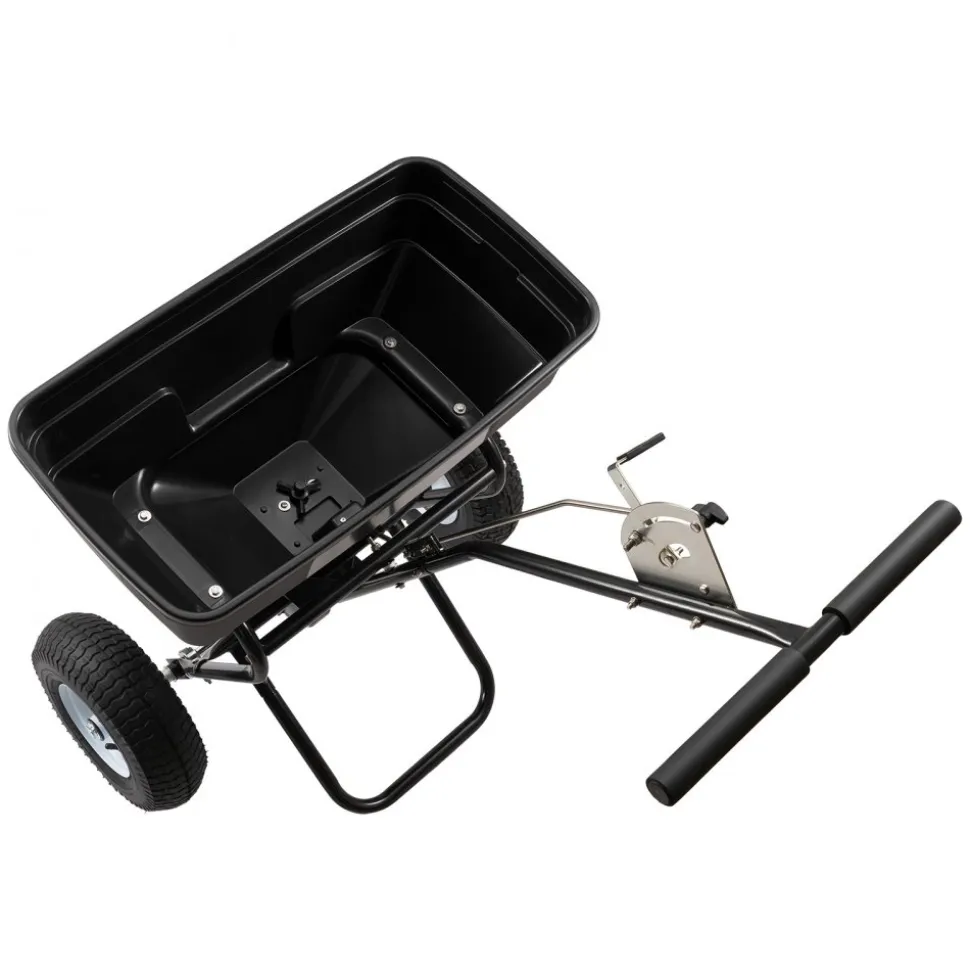 VEVOR Walk-Behind Spreader, 12ft Spreading Width, Push Broadcast Spreader with 13" All-Terrain Tires, Adjustable Flow Control, 130lbs Capacity Hopper, Lawn Spreaders for Fertilizer Seed Ice Melt