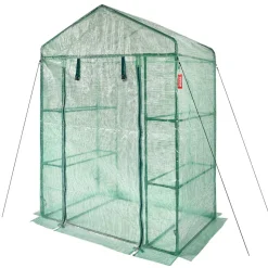 VEVOR Walk-in Green House, 4.6 x 2.4 x 6.7 ft, Greenhouse with Shelves, High Strength PE Cover with Doors, Windows and Steel Frame, Set Up in Minutes, for Planting and Storage
