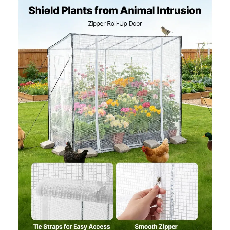 VEVOR Walk-in Greenhouse, 76.8" x 30.3" x 66.1" Greenhouse for Outdoors with Windows, PE Cover, Roll-Up Zipper Door, Walk in Green House Kit, Portable Plant Garden Hot House for Backyard, Outside