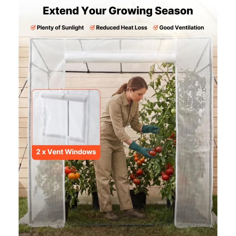 VEVOR Walk-in Greenhouse, 76.8" x 30.3" x 66.1" Greenhouse for Outdoors with Windows, PE Cover, Roll-Up Zipper Door, Walk in Green House Kit, Portable Plant Garden Hot House for Backyard, Outside