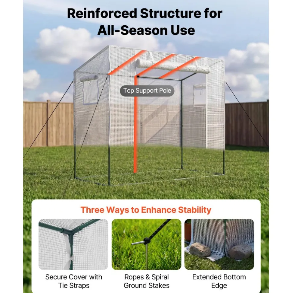 VEVOR Walk-in Greenhouse, 76.8" x 30.3" x 66.1" Greenhouse for Outdoors with Windows, PE Cover, Roll-Up Zipper Door, Walk in Green House Kit, Portable Plant Garden Hot House for Backyard, Outside
