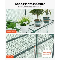 VEVOR Walk-in Greenhouse, 55.5" x 56.1" x 78.7" Greenhouse for Outdoors with PE Cover, 2 Tiers 8 Shelves, Roll-Up Zipper Door, Walk in Green House, Portable Plant Garden Hot House for Backyard Outside