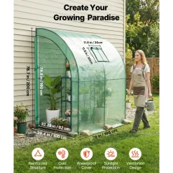 VEVOR Walk-in Green House, 78 x 39.4 x 78.7 in, Greenhouse with Shelves, High Strength PE Cover with Zipper Door and Steel Frame, Assembly in Minutes, Suitable for Planting and Storage