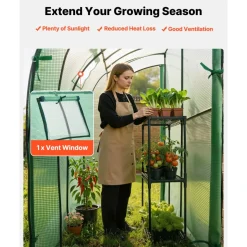 VEVOR Walk-in Green House, 78 x 39.4 x 78.7 in, Greenhouse with Shelves, High Strength PE Cover with Zipper Door and Steel Frame, Assembly in Minutes, Suitable for Planting and Storage