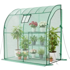 VEVOR Walk-in Green House, 78 x 39.4 x 78.7 in, Greenhouse with Shelves, High Strength PE Cover with Zipper Door and Steel Frame, Assembly in Minutes, Suitable for Planting and Storage