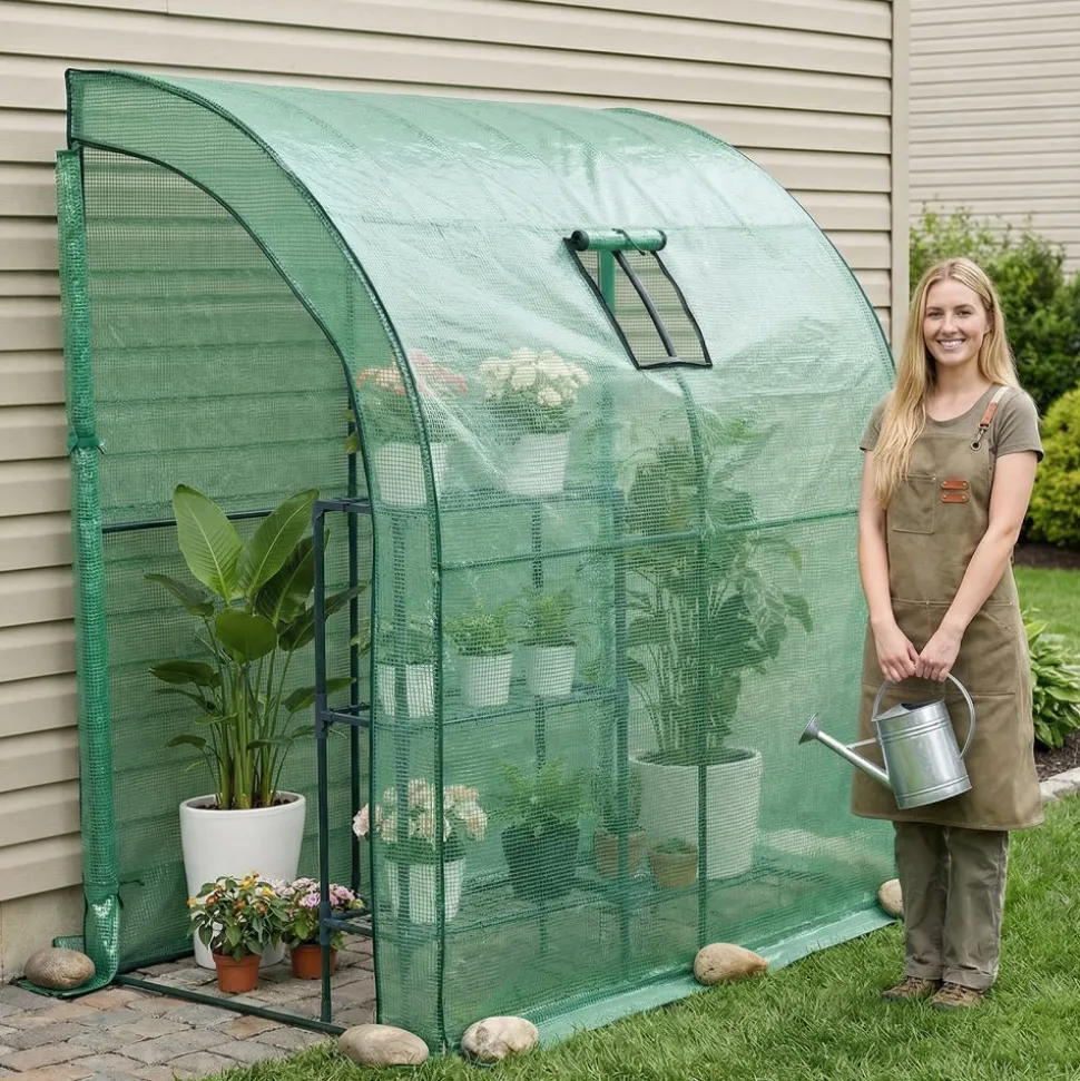 VEVOR Walk-in Green House, 78 x 39.4 x 78.7 in, Greenhouse with Shelves, High Strength PE Cover with Zipper Door and Steel Frame, Assembly in Minutes, Suitable for Planting and Storage