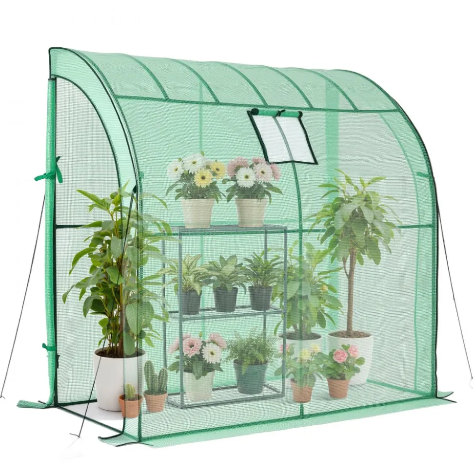 VEVOR Walk-in Green House, 78 x 39.4 x 78.7 in, Greenhouse with Shelves, High Strength PE Cover with Zipper Door and Steel Frame, Assembly in Minutes, Suitable for Planting and Storage