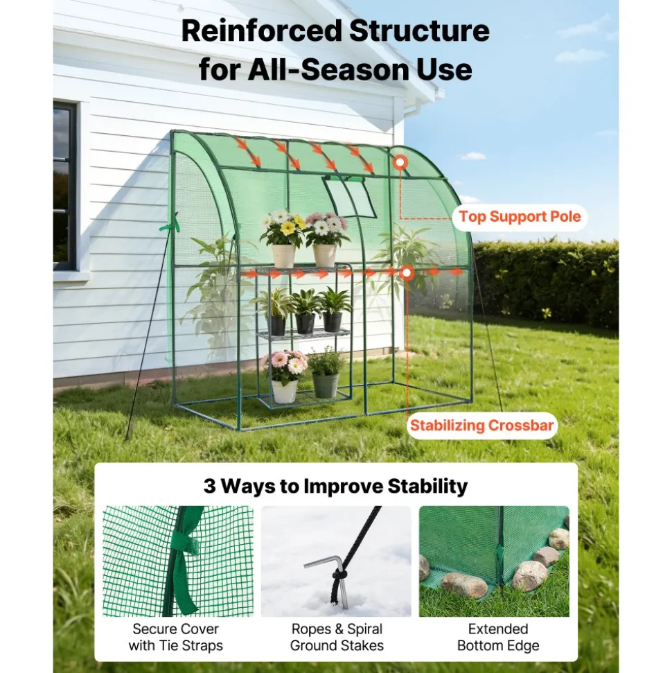 VEVOR Walk-in Green House, 78 x 39.4 x 78.7 in, Greenhouse with Shelves, High Strength PE Cover with Zipper Door and Steel Frame, Assembly in Minutes, Suitable for Planting and Storage