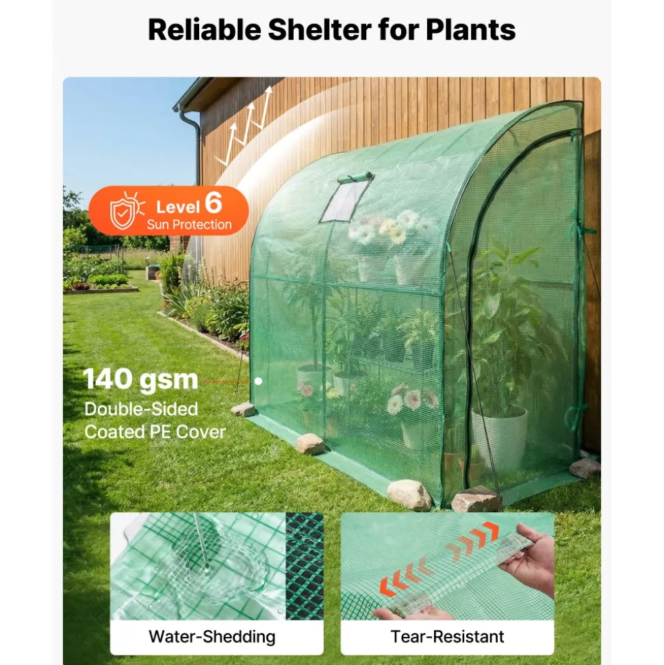 VEVOR Walk-in Green House, 78 x 39.4 x 78.7 in, Greenhouse with Shelves, High Strength PE Cover with Zipper Door and Steel Frame, Assembly in Minutes, Suitable for Planting and Storage