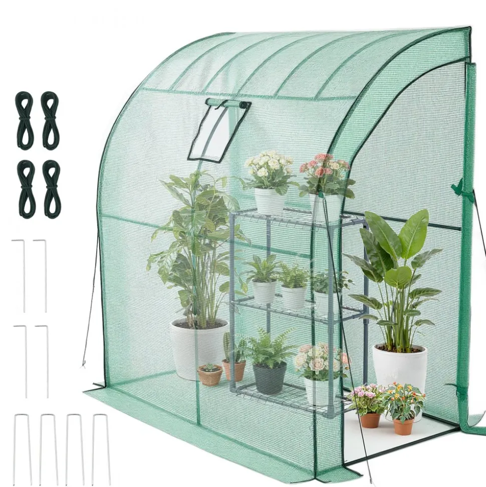 VEVOR Walk-in Green House, 78 x 39.4 x 78.7 in, Greenhouse with Shelves, High Strength PE Cover with Zipper Door and Steel Frame, Assembly in Minutes, Suitable for Planting and Storage