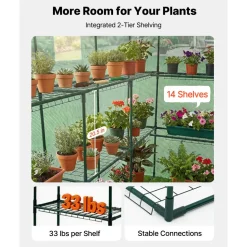 VEVOR Walk-in Green House, 54 x 81.1 x 77.2 in, Greenhouse with Shelves, High Strength PE Cover with Zipper Door and Steel Frame, Assembly in Minutes, Suitable for Planting and Storage