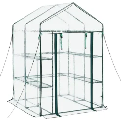 VEVOR Walk-in Green House, 54 x 54 x 77.2 in, Greenhouse with Shelves, High Strength PE Cover with Zipper Door and Steel Frame, Assembly in Minutes, Suitable for Planting and Storage