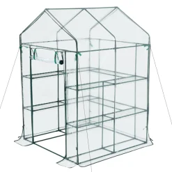 VEVOR Walk-in Green House, 54 x 54 x 77.2 in, Greenhouse with Shelves, High Strength PE Cover with Zipper Door and Steel Frame, Assembly in Minutes, Suitable for Planting and Storage