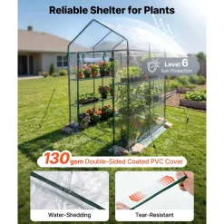 VEVOR Walk-in Green House, 54 x 54 x 77.2 in, Greenhouse with Shelves, High Strength PE Cover with Zipper Door and Steel Frame, Assembly in Minutes, Suitable for Planting and Storage