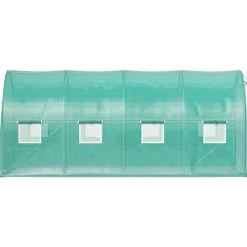 VEVOR Walk-in Tunnel Greenhouse, 15 x 7 x 7 ft Portable Plant Hot House with Galvanized Steel Hoops, 1 Top Beam, Diagonal Poles, Zippered Door & 8 Roll-up Windows, Green