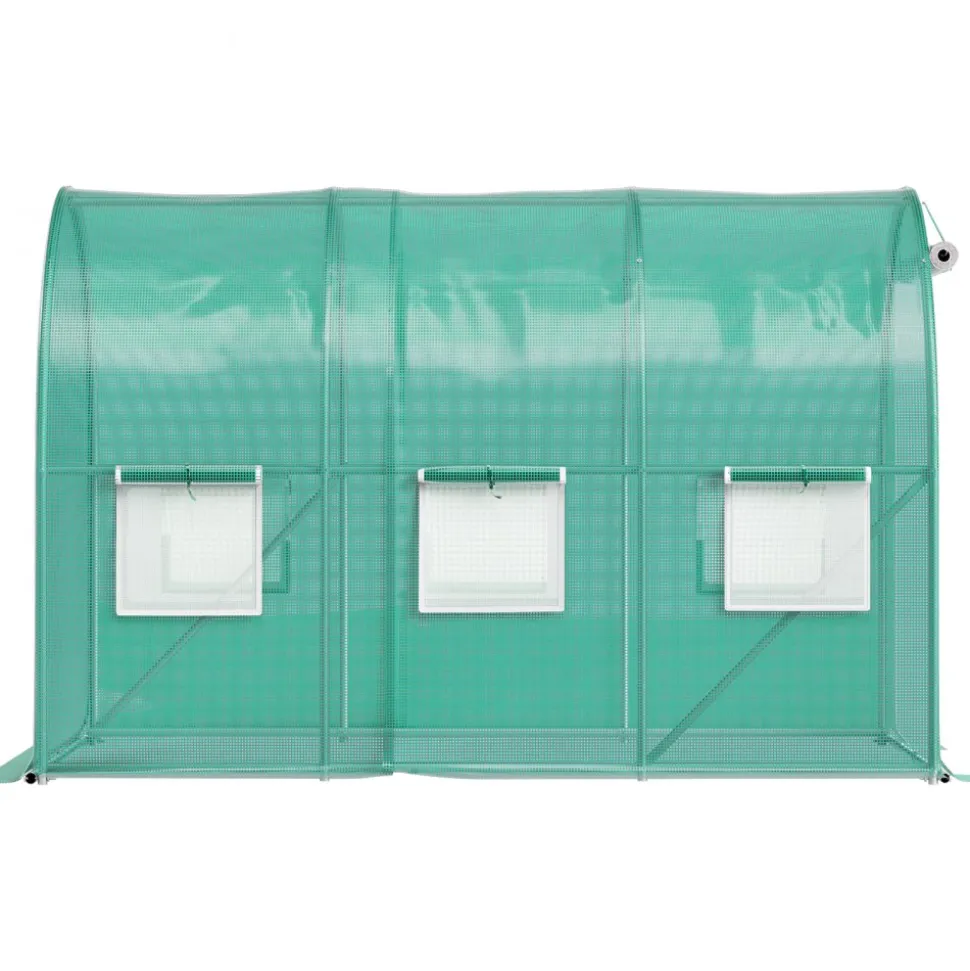 VEVOR Walk-in Tunnel Greenhouse, 9.8 x 6.6 x 6.6 ft Portable Plant Hot House with Galvanized Steel Hoops, 1 Top Beam, Diagonal Poles, Zippered Door & 6 Roll-up Windows, Green