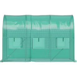 VEVOR Walk-in Tunnel Greenhouse, 9.8 x 6.6 x 6.6 ft Portable Plant Hot House with Galvanized Steel Hoops, 1 Top Beam, Diagonal Poles, Zippered Door & 6 Roll-up Windows, Green