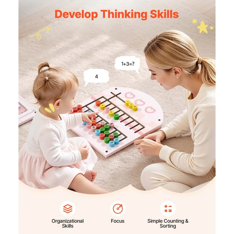 VEVOR Wall Busy Board, 14-in-1 Castle Montessori Sensory Activity Panels, Learning Activity Center for Daycare, Classroom, Playroom, and Home, Sturdy Wooden Educational Toys, with Mounting Hardware