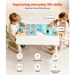 VEVOR Wall Busy Board, 14-in-1 Elephant Montessori Sensory Activity Panels, Learning Activity Center for Daycare, Classroom, Playroom, and Home, Sturdy Wooden Educational Toys, with Mounting Hardware
